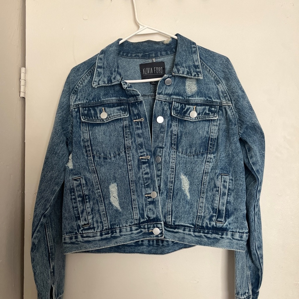 Blue Ripped Denim Jacket